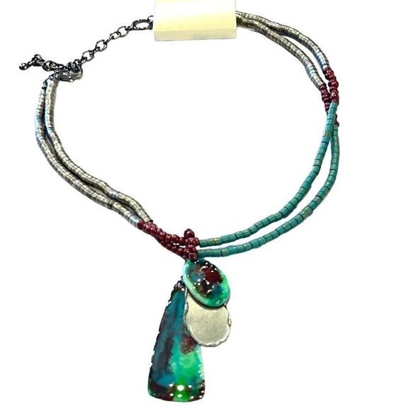 New Coldwater Creek Multi Color Beaded Necklace - Picture 9 of 9